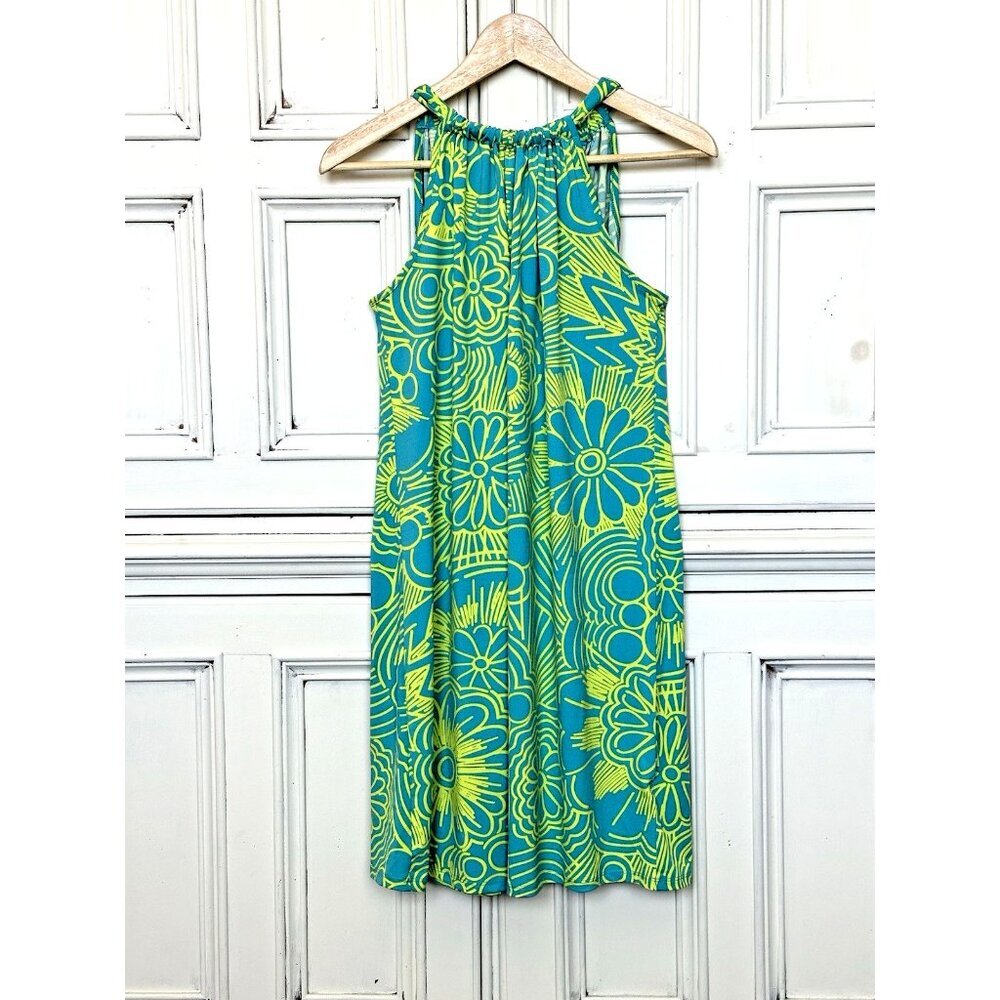 Trina Turk Green and Yellow Floral Mini Dress
